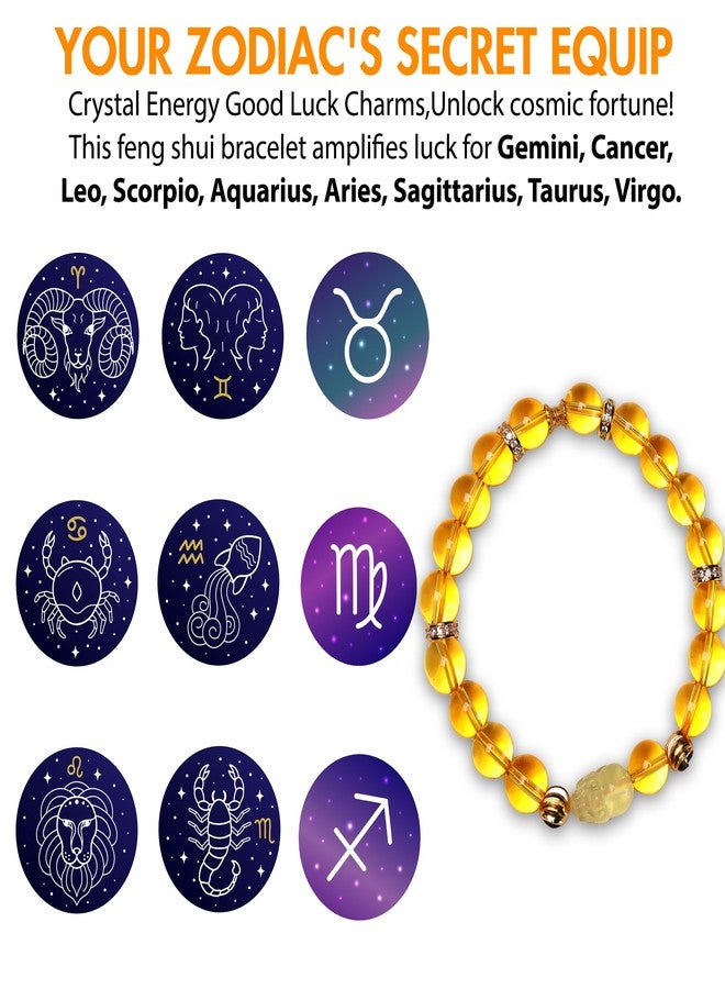 SINJEE Feng Shui Wealth Bracelet,Natural Citrine Money Attraction Bracelet with Pixiu to Manifest Good Luck, Ultimate Zodiac Gift for Women & Men - Image 2